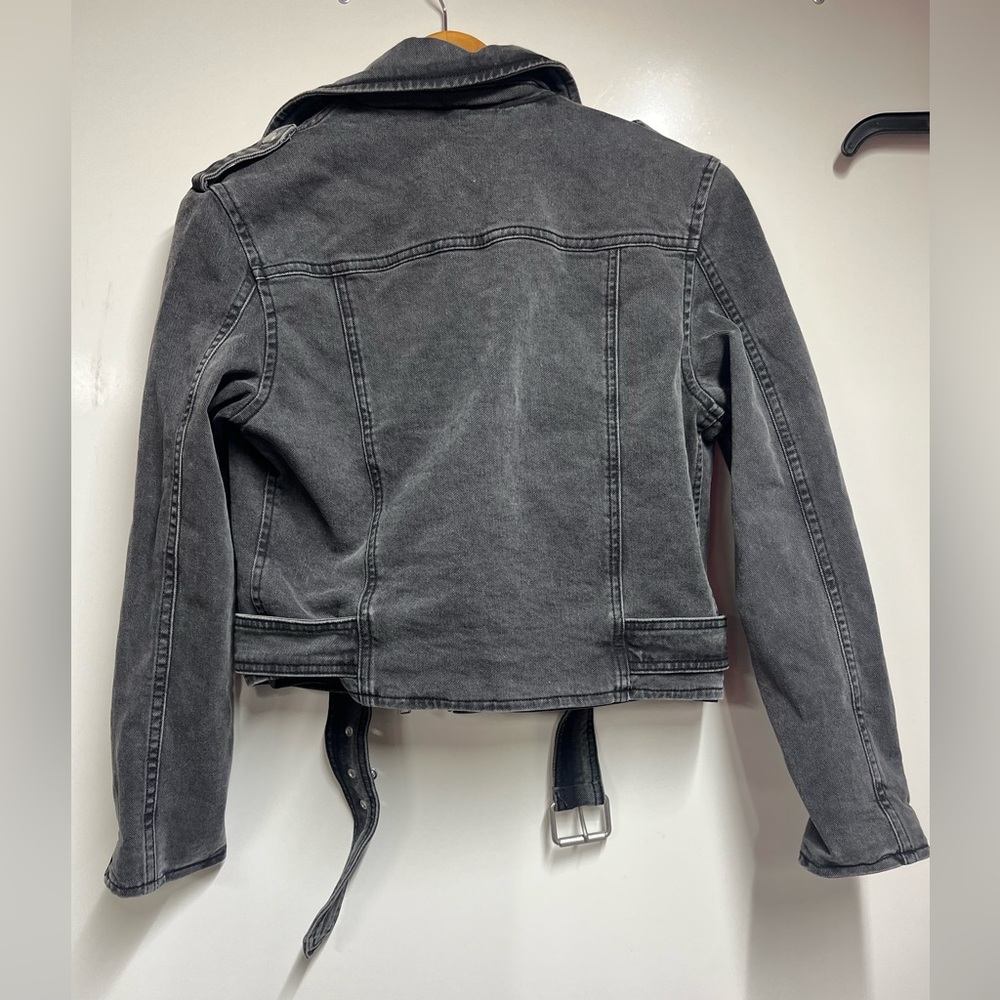 NEW NWT All Saints Balfern Denim Biker Jacket in Washed grey size 2 women’s - Picture 8 of 14